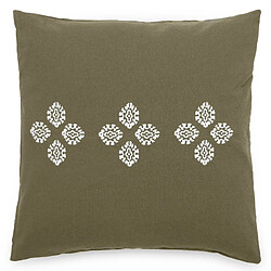Linnea Housse de coussin pur coton teint lavé 45x45 cm BANDANAS vert mousse