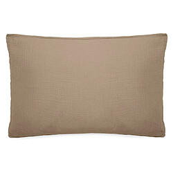 Linnea taie d’oreiller mousseline de coton Milos - Camel - Taie d’oreiller en mousseline de coton - Tissage plat - Motif uni - Lavable 30°C - Sèche-linge autorisé - Ne pas repasser - Fabriqué en Turquie