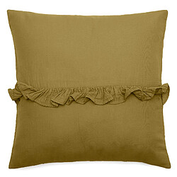 Linnea Housse de coussin collection ELZA Volant central - Housse de coussin 45x45 en mousseline de coton, finition volant central et aspect lavé-froissé. Déhoussable avec rabat portefeuille, sans garnissage.