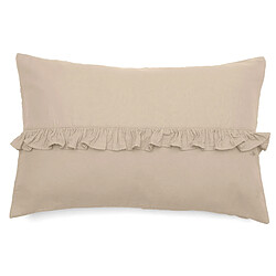 Linnea Housse de coussin collection ELZA Volant central - Housse de coussin rectangulaire 40x60 en mousseline de coton, douce et au bel aspect lavé-froissé. Finition volant central, fermeture rabat portefeuil