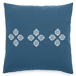 Linnea Housse de coussin pur coton teint lavé 45x45 cm BANDANAS bleu marine
