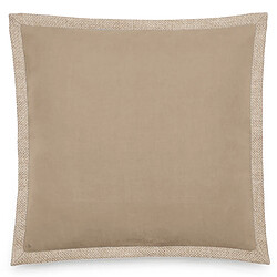 Linnea Housse de coussin coton et lin 45x45 cm LUZIA finition volant en jute marron camel