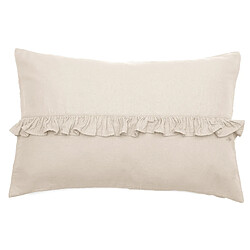 Linnea Elza - 45x45 cm - Beige - Housse de coussin rectangulaire 40x60 en mousseline de coton, douce et au bel aspect lavé-froissé. Finition volant central, fermeture rabat portefeuil