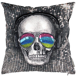 Linnea Housse de coussin 45x45 cm Tête de mort DJ disco