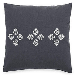 Linnea Housse de coussin pur coton teint lavé 45x45 cm BANDANAS noir caviar