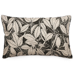 Linnea Housse de coussin 40x60 cm lin lavé imprimé végétal HELIOS noir Café