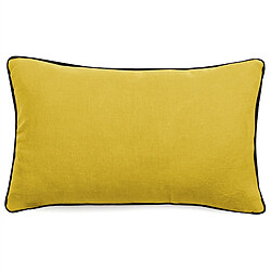 Linnea Housse de coussin PRELUDE 30x50 cm lin et coton lavés jaune Curry