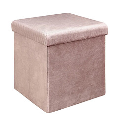 Linnea Coffre Pouf Pliable Rangement Gain de Place Velours Cotele Rose