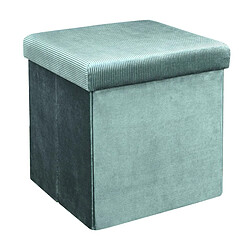 Linnea Coffre pouf pliable côtelé et velours 38x38x38 cm DIANE bleu canard