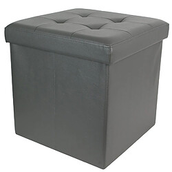 Linnea Coffre pouf décoratif 38x38x38 cm aspect matelassé collection CHIC gris