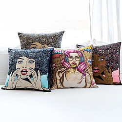 Linnea Housse de coussin 45x45 cm RHIANA Bleu