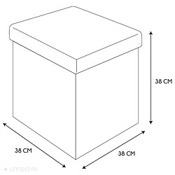 Linnea Coffre pouf décoratif 38x38x38 cm aspect matelassé collection CHIC gris pas cher