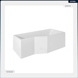 BESCO Baignoire asymétrique - 170 x 75 cm - Droite - avec Tablier - Pieds - Vidage Chrome - INTEGRA