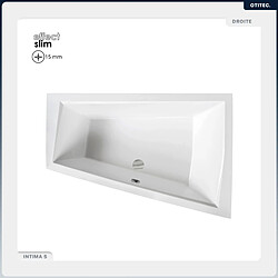 BESCO Baignoire asymétrique - 170 x 125 cm - Droite - avec Habillage - Pieds - 2 Repose-têtes - Vidage Chrome - INTIMA DUO SLIM