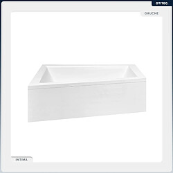 BESCO Baignoire asymétrique - 150 x 85 cm - Droite - sans Habillage - avec Pieds - Repose-tête - Vidage Chrome - INTIMA