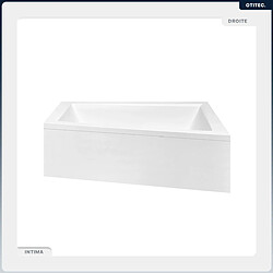 BESCO Baignoire asymétrique - 160 x 90 cm - Droite - avec Tablier - Pieds - Vidage Chrome - INTIMA