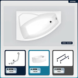 BESCO Baignoire asymétrique - 170 x 110 cm - Gauche - avec Tablier - Pieds - Vidage Chrome - RIMA 