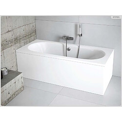 BESCO Baignoire rectangulaire - 150 x 75 cm - avec Habillage - Pieds - Vidage Chrome - VITAE pas cher