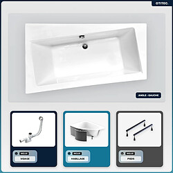 BESCO Baignoire asymétrique - 170 x 110 cm - Gauche - avec Habillage - Pieds - Vidage Chrome - INFINITY