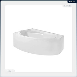 BESCO Baignoire asymétrique - 130 x 85 cm - Gauche - sans Habillage - avec Pieds - Vidage Chrome - RIMA