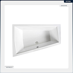 BESCO Baignoire asymétrique - 180 x 125 cm - Gauche - avec Habillage - Pieds - 2 Repose-têtes - Vidage Chrome - INTIMA DUO