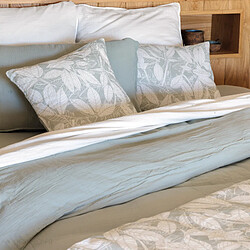 Linnea Housse de coussin 45x45 cm lin lavé imprimé végétal HELIOS gris Lichen