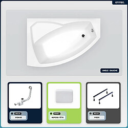 BESCO Baignoire asymétrique - 140 x 90 cm - Gauche - sans Habillage - avec Pieds - Repose-tête - Vidage Chrome - RIMA