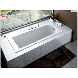 BESCO Baignoire rectangulaire - 180 x 80 cm - sans Habillage - avec Pieds - Repose-tête - Étagère bambou - Vidage Chrome - SHEA pas cher