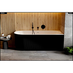 BESCO Baignoire asymétrique - 150 x 75 cm - Droite - avec Siphon Chrome - Pieds - INCLUS - DENAYA BLACK