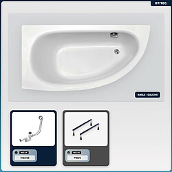 BESCO Baignoire asymétrique - 150 x 70 cm - Gauche - sans Habillage - avec Pieds - Vidage Chrome - MILENA