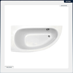 BESCO Baignoire asymétrique - 150 x 70 cm - Gauche - sans Habillage - avec Pieds - Vidage Chrome - MILENA