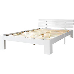 modfu Lit adulte 140x200 cm avec tête de lit, bois, blanc pas cher