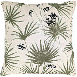 Linnea Housse de coussin 45x45 cm lin lavé motif végétal PALAWAN beige Sauge
