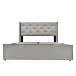 modfu Lit coffre 140x200 cm, coton, gris clair pas cher