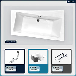 BESCO Baignoire asymétrique - 170 x 110 cm - Droite - avec Habillage - Pieds - Vidage Chrome - INFINITY