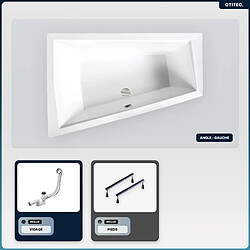 BESCO Baignoire asymétrique - 180 x 125 cm - Gauche - sans Habillage - avec Pieds - Vidage Chrome - INTIMA DUO