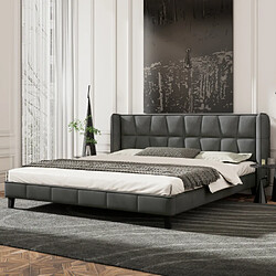 modf Lit adulte 180x200 cm avec tête de lit, velours, gris