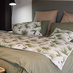 Linnea Housse de coussin 45x45 cm lin lavé motif végétal PALAWAN beige Sauge