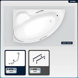 BESCO Baignoire asymétrique - 150 x 95 cm - Gauche - sans Habillage - avec Pieds - Vidage Chrome - BIANKA