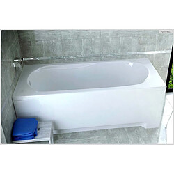 BESCO Baignoire rectangulaire - 150 x 70 cm - avec Tablier Blanc - Pieds - Vidage Chrome - BONA pas cher