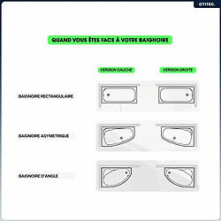 BESCO Baignoire asymétrique - 150 x 95 cm - Droite - avec Tablier Blanc - Pieds - Vidage Chrome - BIANKA pas cher