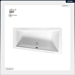 BESCO Baignoire asymétrique - 160 x 90 cm - Droite - sans Habillage - avec Pieds - Vidage Chrome - INTIMA SLIM