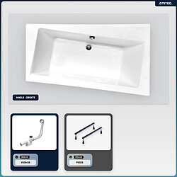 BESCO Baignoire asymétrique - 170 x 110 cm - Droite - sans Habillage - avec Pieds - Vidage Chrome - INFINITY