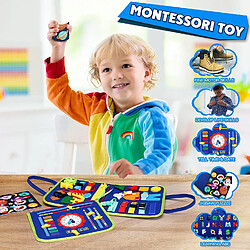 Avis 2windeal®Jeu Montessori Couleur Livre Busy Board en Feutre D'âge Préscolaire Motricité Garçons Filles BLEU