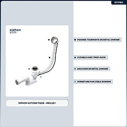 BESCO Baignoire asymétrique - 170 x 125 cm - Droite - avec Habillage - Pieds - 2 Repose-têtes - Vidage Chrome - INTIMA DUO pas cher