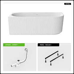 BESCO Baignoire asymétrique - 170 x 78 cm - Gauche - avec Siphon Chrome - Pieds - INCLUS - DENAYA