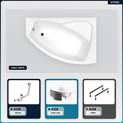 BESCO Baignoire asymétrique - 170 x 110 cm - Droite - avec Habillage - Pieds - Vidage Chrome - RIMA