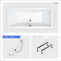 BESCO Baignoire rectangulaire - 175 x 80 cm - sans Habillage - avec Pieds - Vidage Chrome - QUADRO