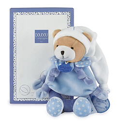 Linnea Doudou hochet 19 cm polyester collection PETIT CHOU ours bleu