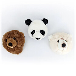 Linnea Peluche trophée mini 3 petites têtes d'Ours & Panda collection Forêt